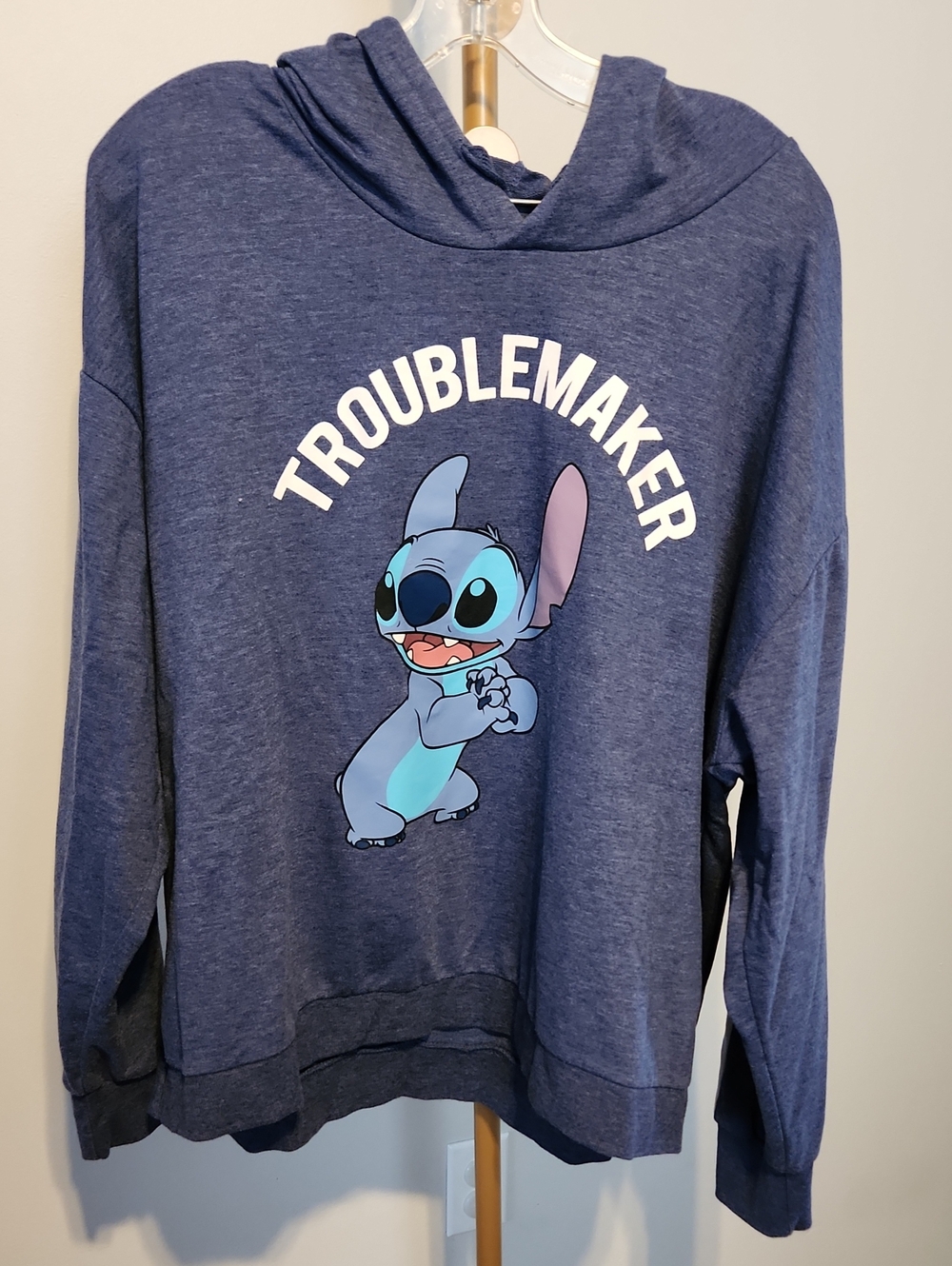 Troublemaker Stitch Graphic Hooded Sweatshirt - Navy